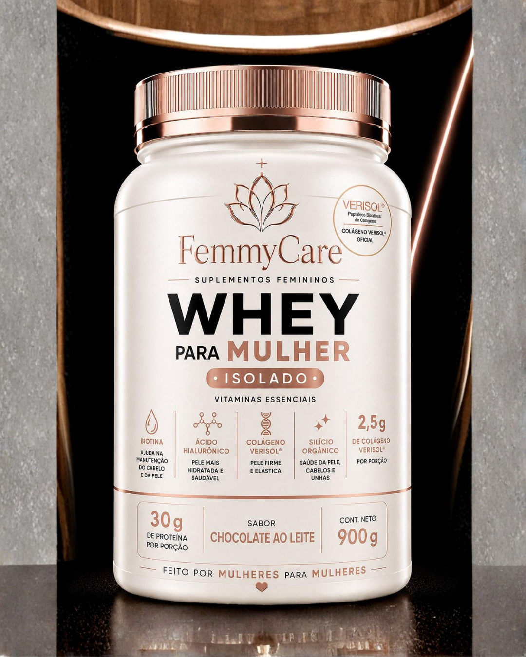 Whey Para Mulher · Pote 900g · Chocolate ao Leite